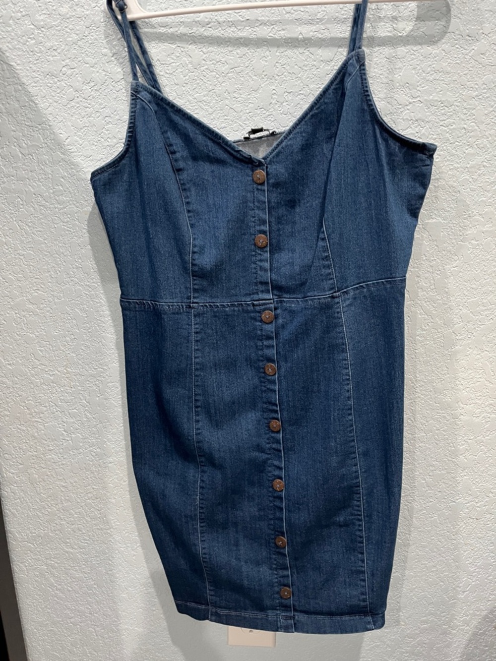 Button-Front Dark Blue Denim Dress